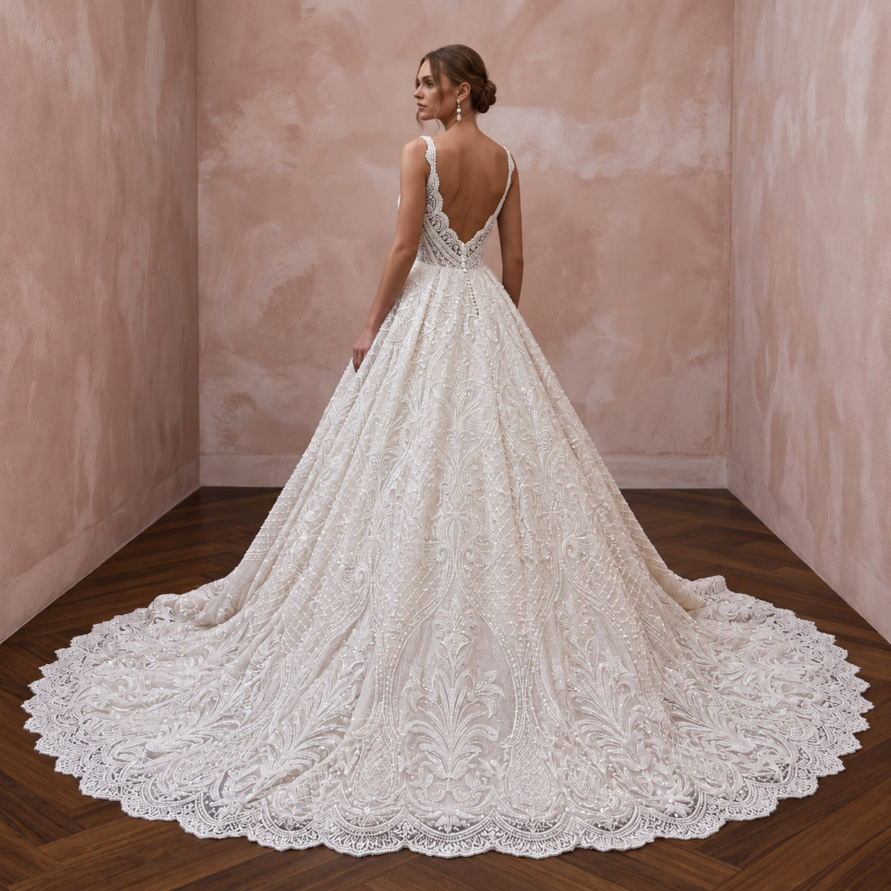 Princess Lace Bridal Gown with Dramatic Train Secondary image
