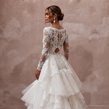 Princess Lace Mermaid Wedding Dress with Detachable Train