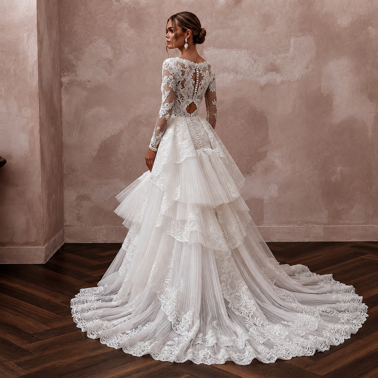 Princess Lace Mermaid Wedding Dress with Detachable Train