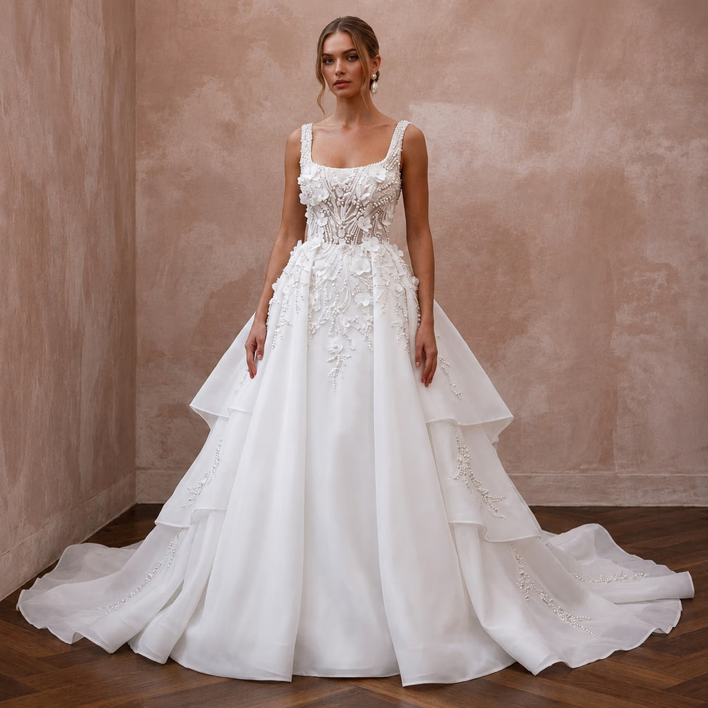 Princess Organza Wedding Dress with Detachable Train