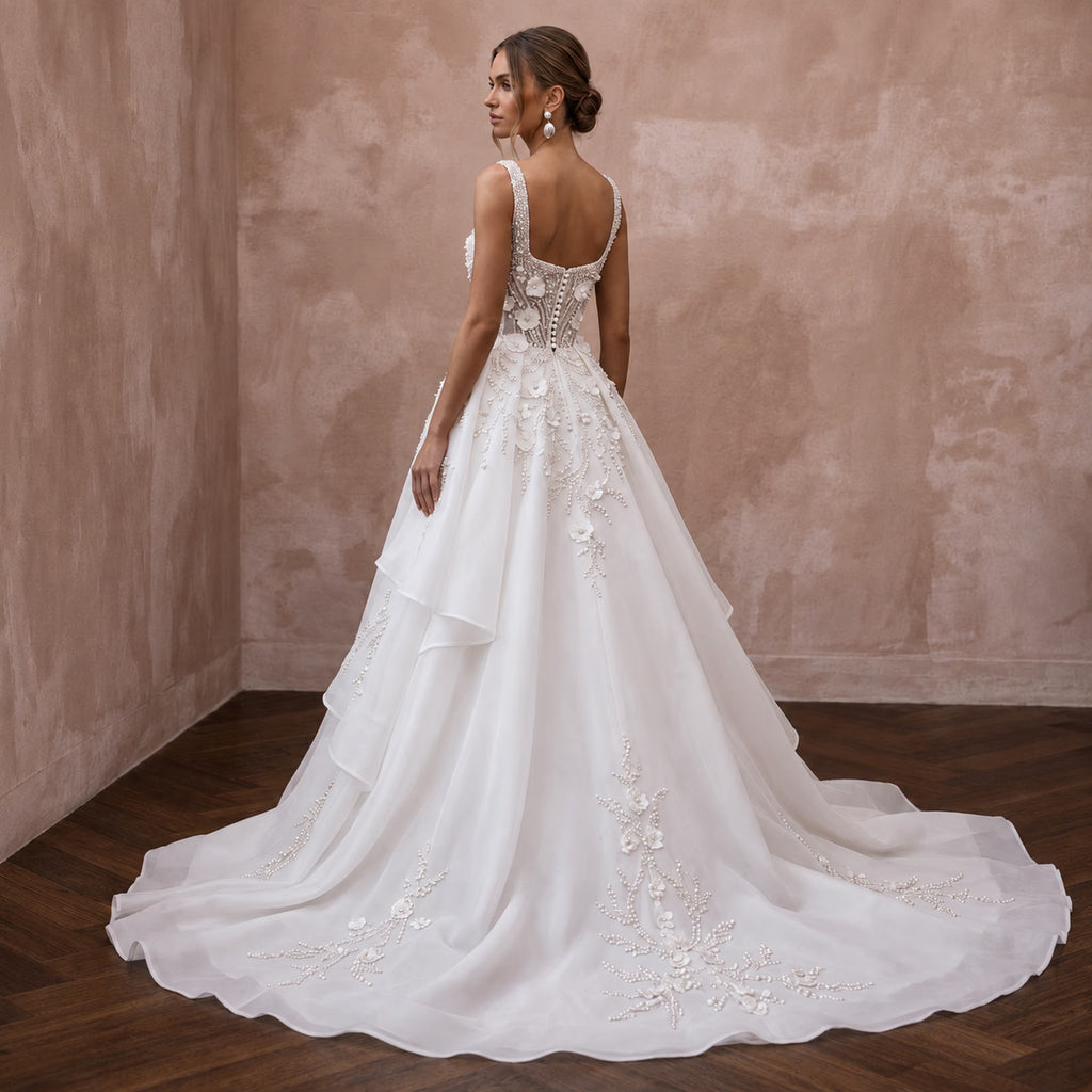 Princess Organza Wedding Dress with Detachable Train