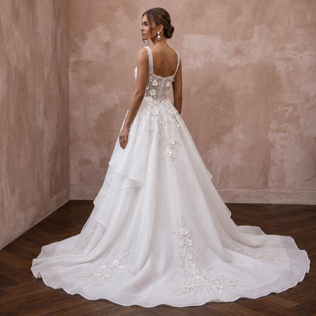 Princess Organza Wedding Dress with Detachable Train