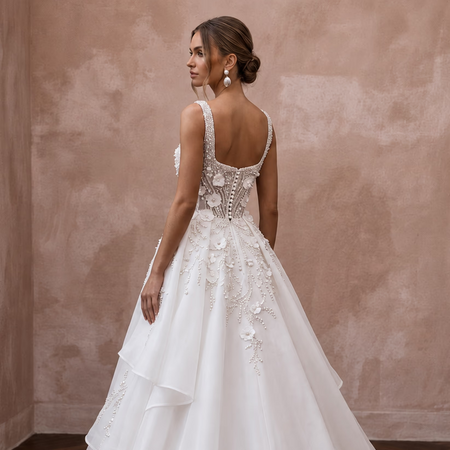 Princess Organza Wedding Dress with Detachable Train