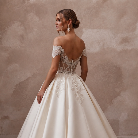 Princess Satin Ball Gown Wedding Gown with Corset Bodice