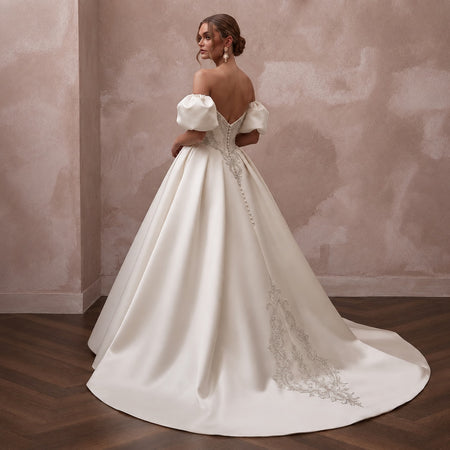 Princess Satin Wedding Gown with Detachable Train