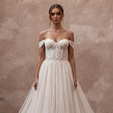 Princess Tulle A-Line Wedding Dress with Detachable Train