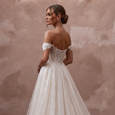 Princess Tulle A-Line Wedding Dress with Detachable Train