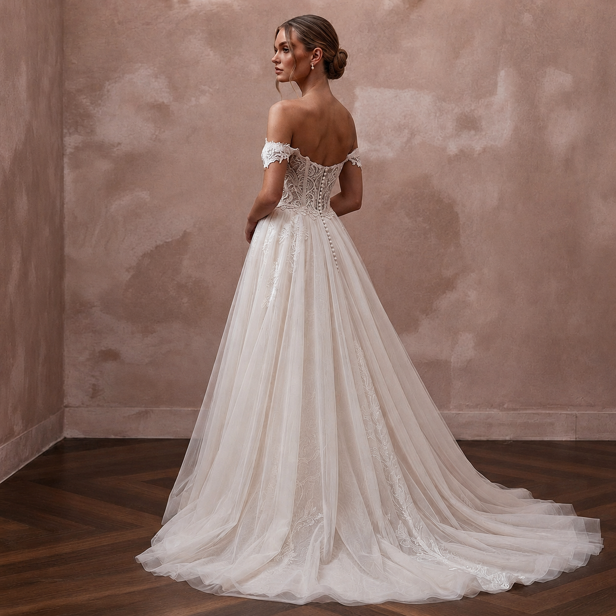 Princess Tulle A-Line Wedding Dress with Detachable Train