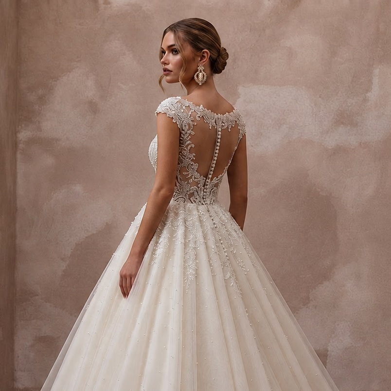 Princess Tulle Ball Gown Wedding Dress for a Formal Wedding - Apparel & Accessories > Clothing > Wedding & Bridal Party Dresses > Wedding Dresses - Mignonette Bridal