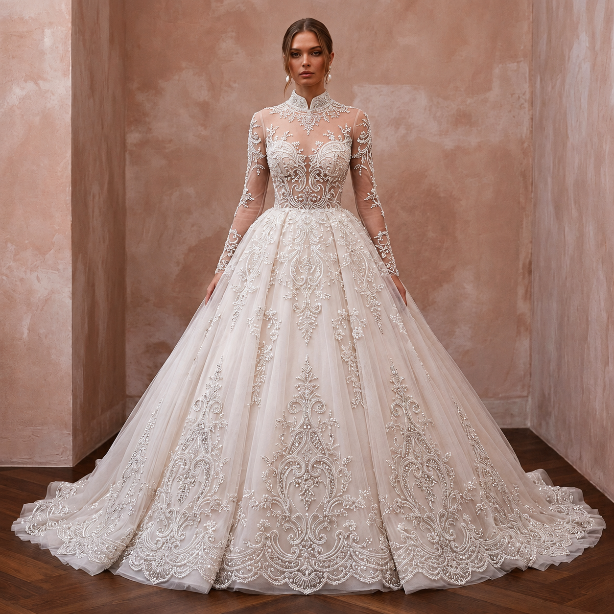 Princess Tulle Ball Gown Wedding Dress with Beaded Details