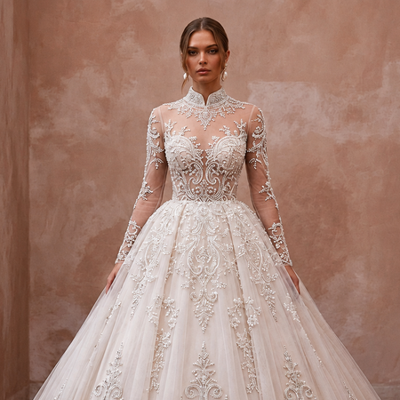 Princess Tulle Ball Gown Wedding Dress with Beaded Details