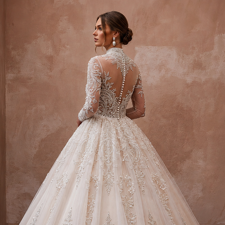 Princess Tulle Ball Gown Wedding Dress with Beaded Details