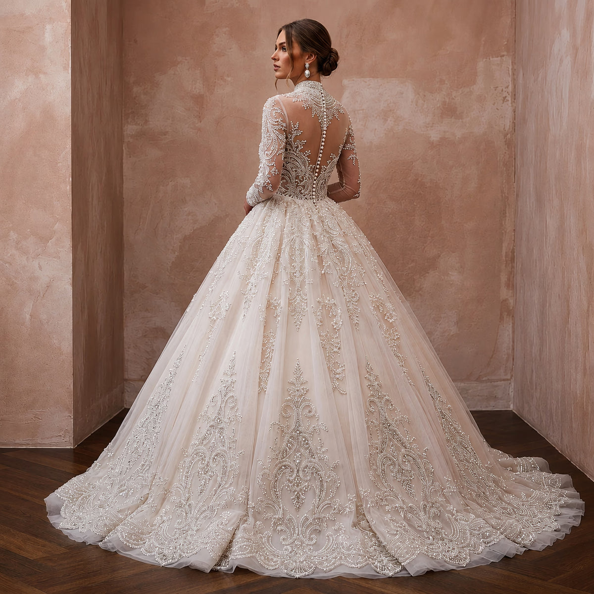 Princess Tulle Ball Gown Wedding Dress with Beaded Details - Apparel & Accessories > Clothing > Wedding & Bridal Party Dresses > Wedding Dresses - Mignonette Bridal