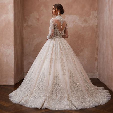 Princess Tulle Ball Gown Wedding Dress with Beaded Details - Apparel & Accessories > Clothing > Wedding & Bridal Party Dresses > Wedding Dresses - Mignonette Bridal