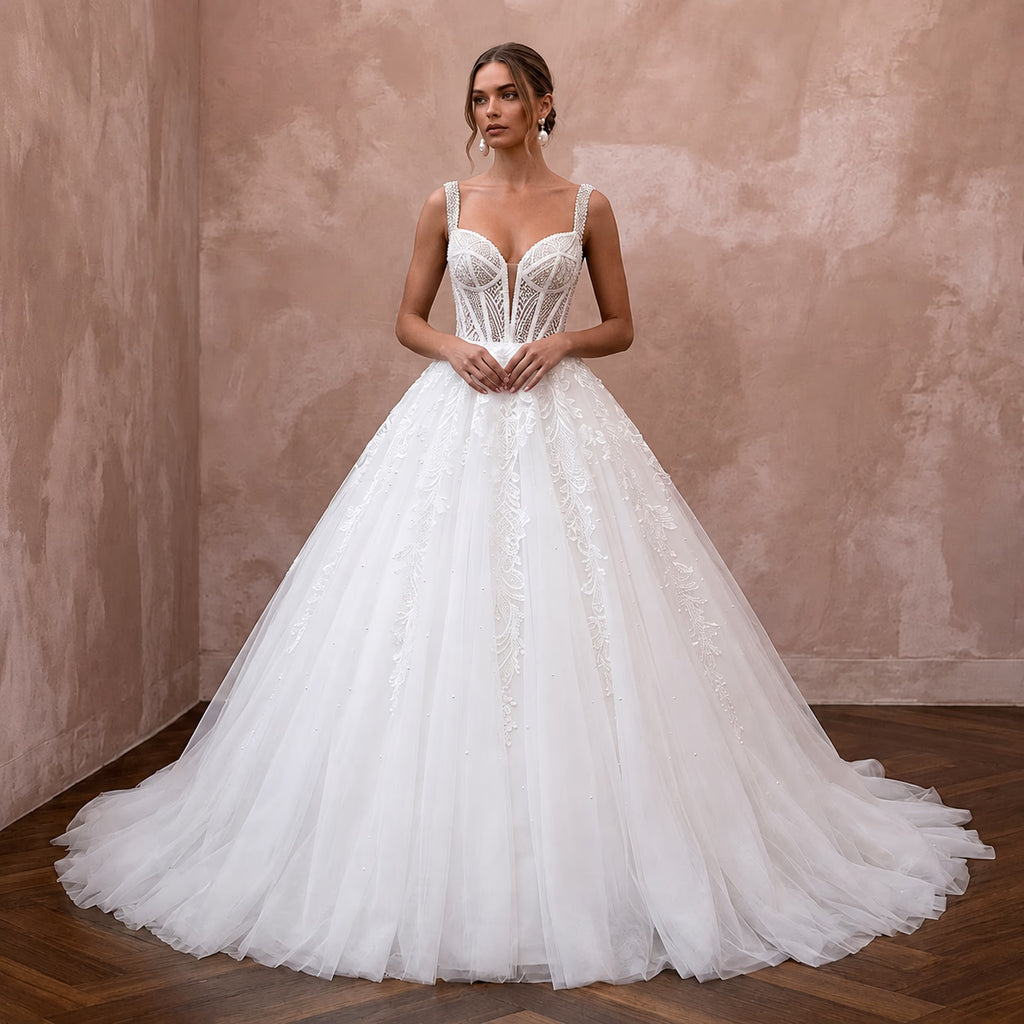 Princess Tulle Corset Wedding Dress with Ball Gown Silhouette