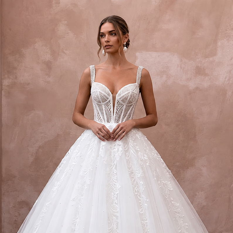 Princess Tulle Corset Wedding Dress with Ball Gown Silhouette