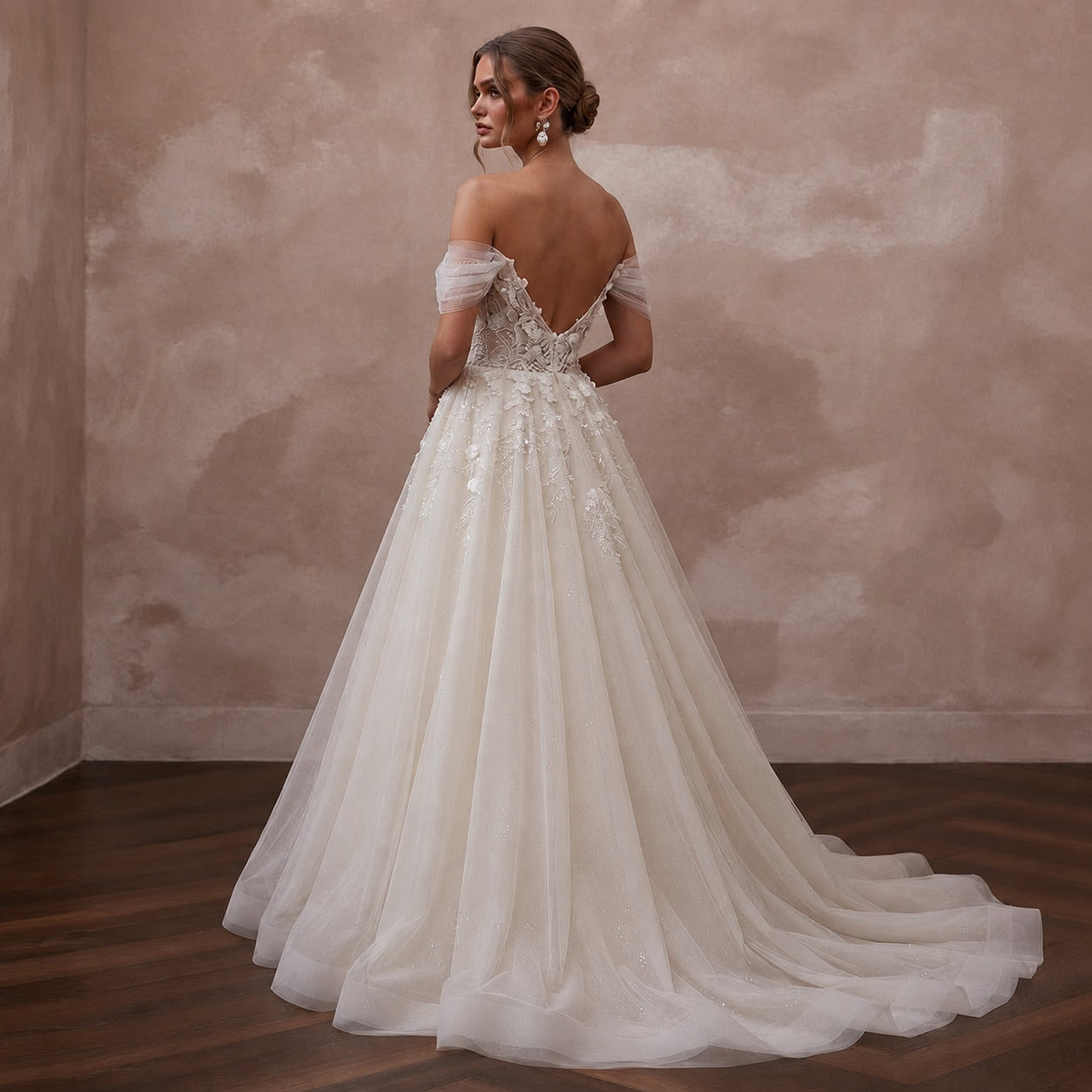 Princess Tulle Off-the-Shoulder Wedding Dress with Ball Gown Silhouette Secondary image