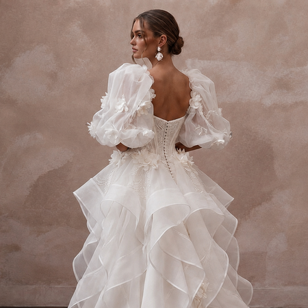 Puff Sleeve Wedding Dresses with Dramatic Organza Volume