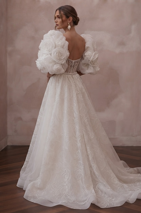 Puff Sleeve Wedding Dresses with Romantic Volume - Apparel & Accessories > Clothing > Wedding & Bridal Party Dresses > Wedding Dresses - Mignonette
