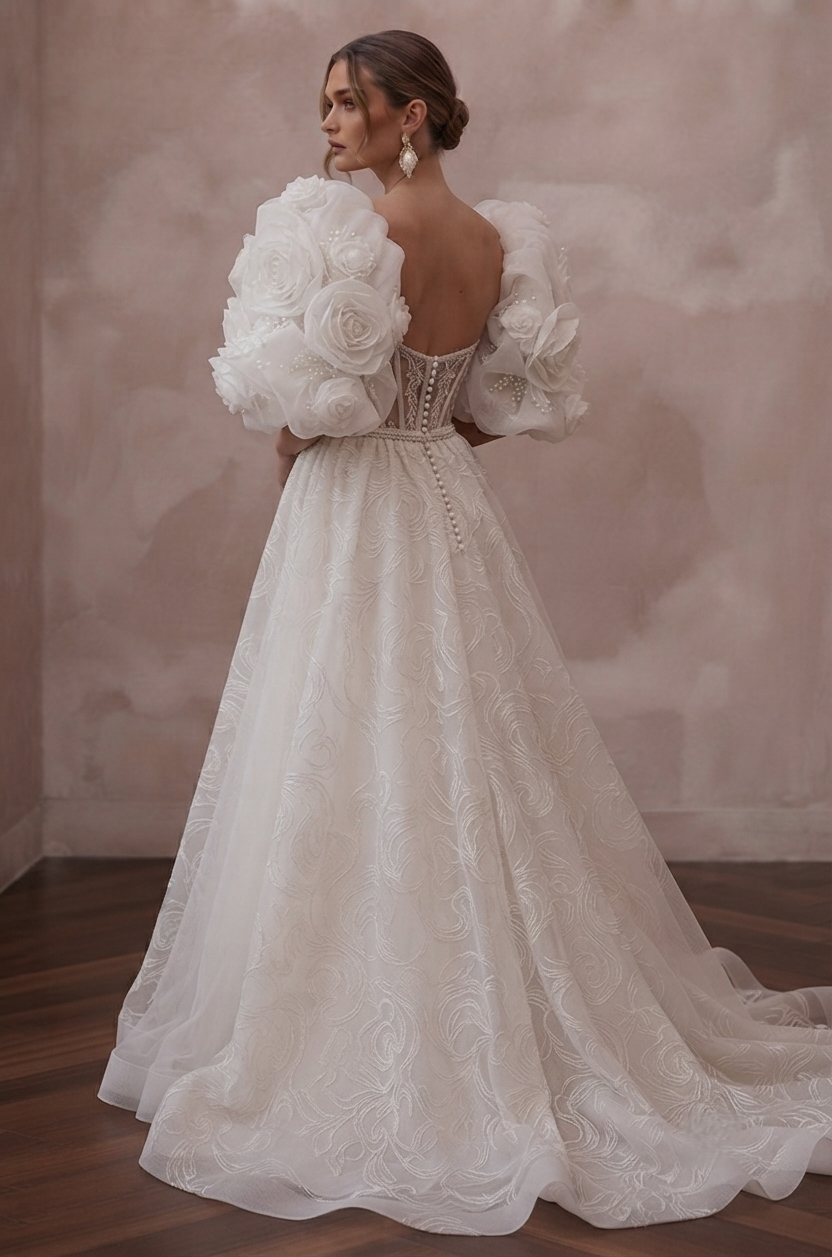 Puff Sleeve Wedding Dresses with Romantic Volume Secondary image