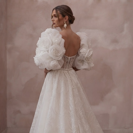 Puff Sleeve Wedding Dresses with Romantic Volume - Apparel & Accessories > Clothing > Wedding & Bridal Party Dresses > Wedding Dresses - Mignonette