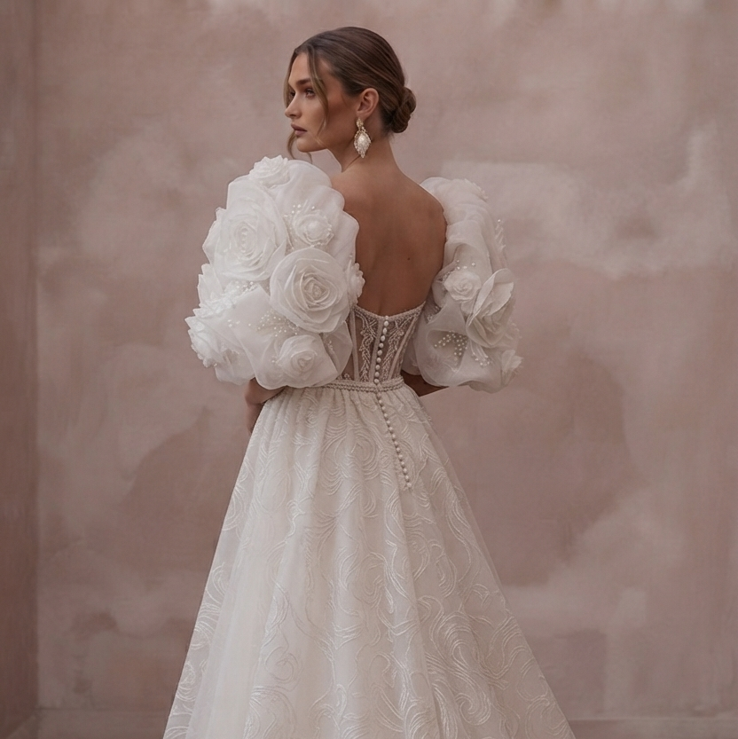 Puff Sleeve Wedding Dresses with Romantic Volume