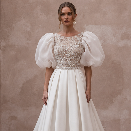 Puff Sleeve Wedding Dresses with Soft Organza Volume