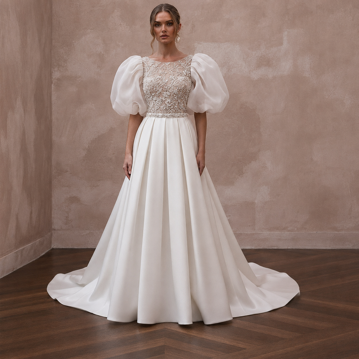 Puff Sleeve Wedding Dresses with Soft Organza Volume Main image