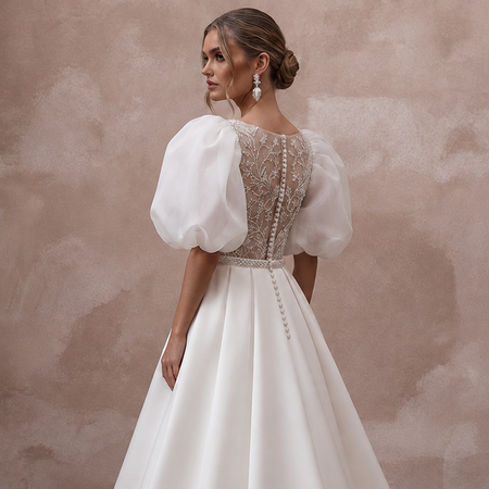 Puff Sleeve Wedding Dresses with Soft Organza Volume
