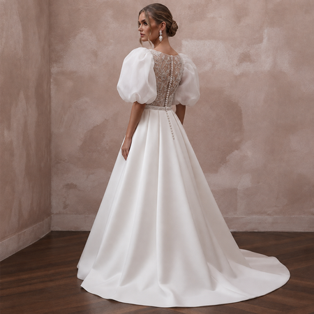 Puff Sleeve Wedding Dresses with Soft Organza Volume