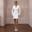 Pure White Matte Satin Double-Breasted Bridal Blazer Dress