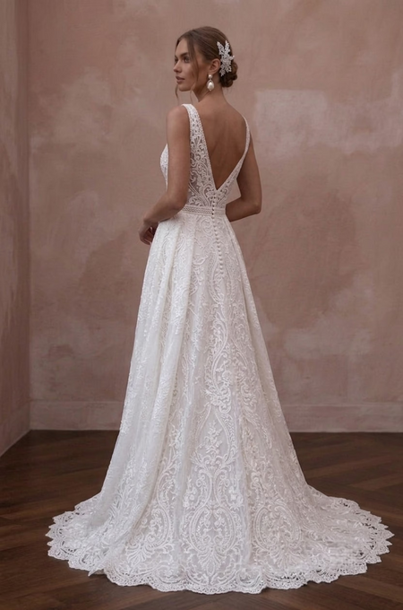 Pure White Wedding Dresses with Classic Lace Designs - Apparel & Accessories > Clothing > Wedding & Bridal Party Dresses > Wedding Dresses - Mignonette