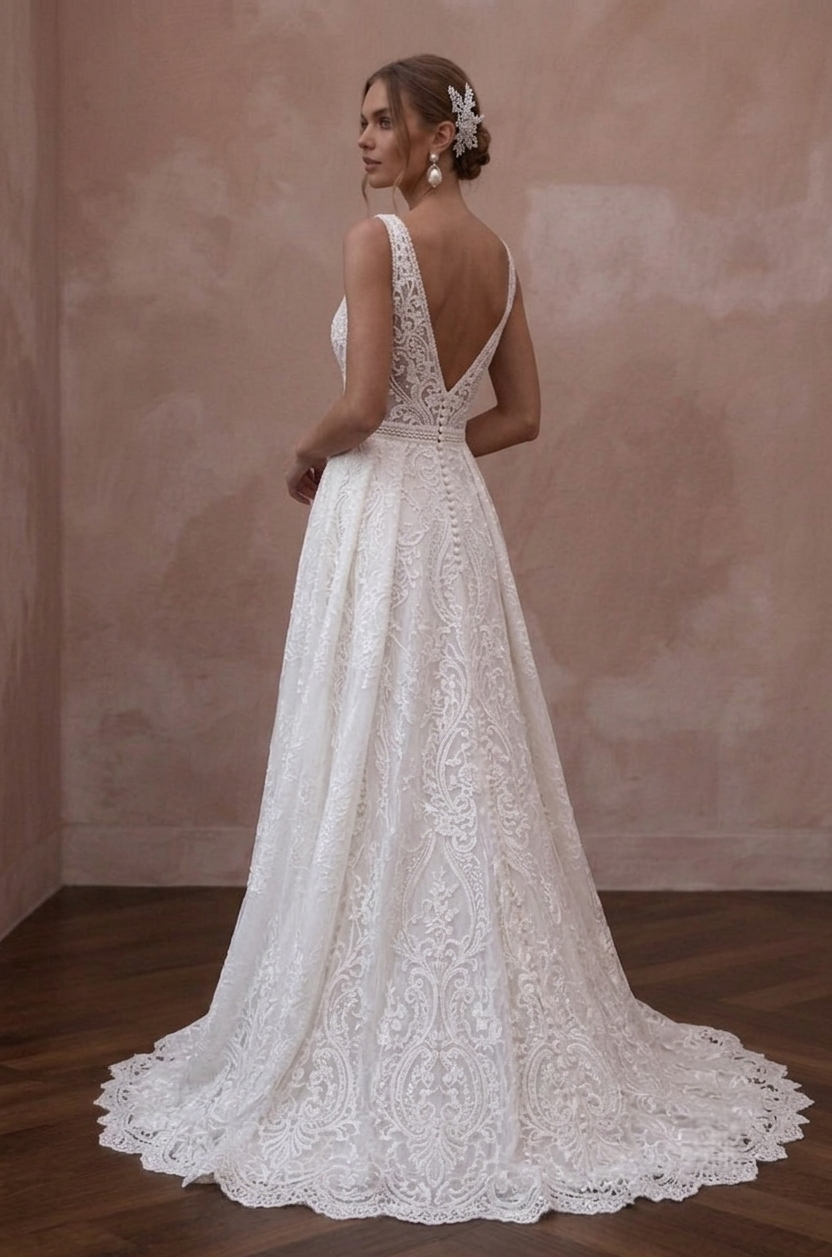 Pure White Wedding Dresses with Classic Lace Designs Secondary image