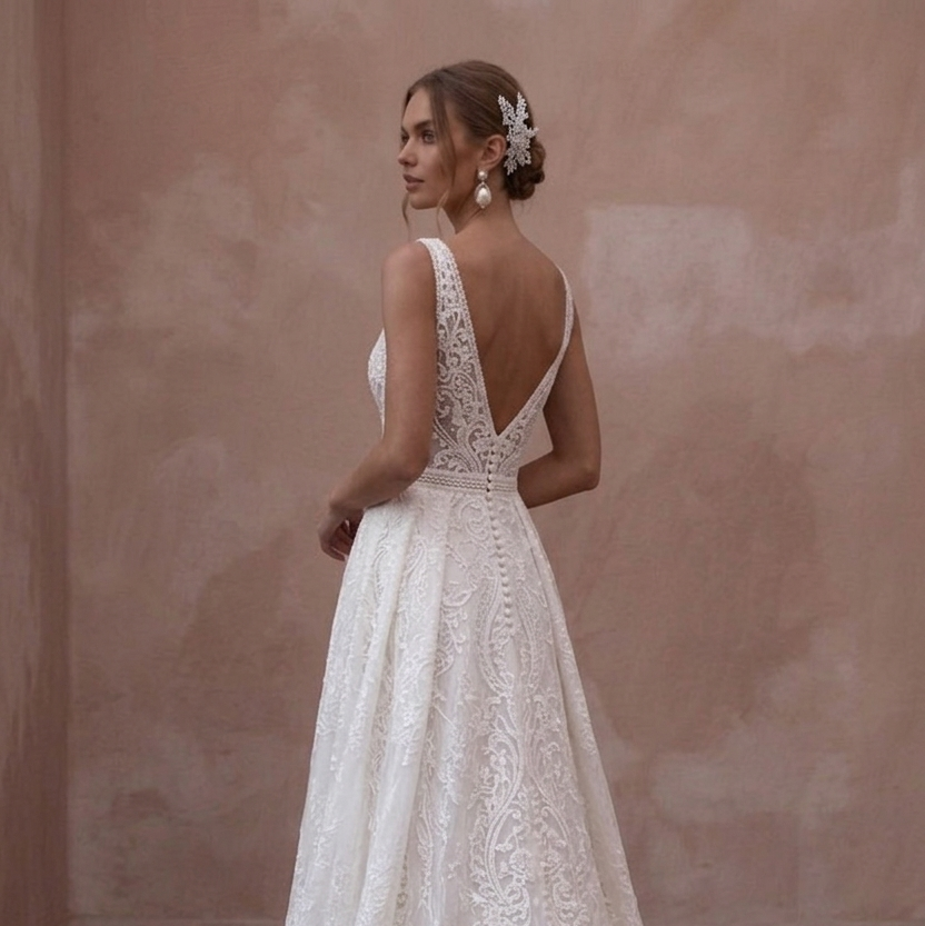 Pure White Wedding Dresses with Classic Lace Designs