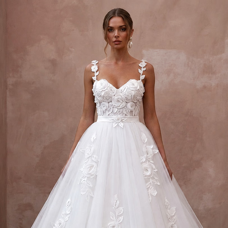Pure White Wedding Dresses with Timeless Ball Gown Designs - Apparel & Accessories > Clothing > Wedding & Bridal Party Dresses > Wedding Dresses - Mignonette