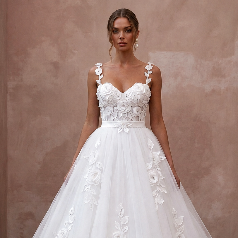 Pure White Wedding Dresses with Timeless Ball Gown Designs