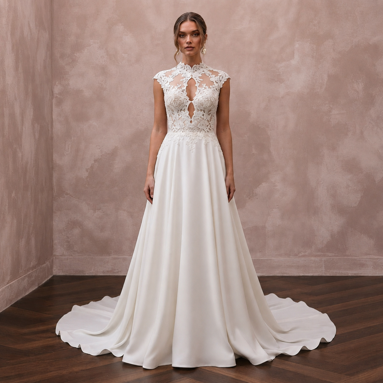 Queen Anne Lace Bridal Gown for a Formal Wedding - Apparel & Accessories > Clothing > Wedding & Bridal Party Dresses > Wedding Dresses - Mignonette Bridal