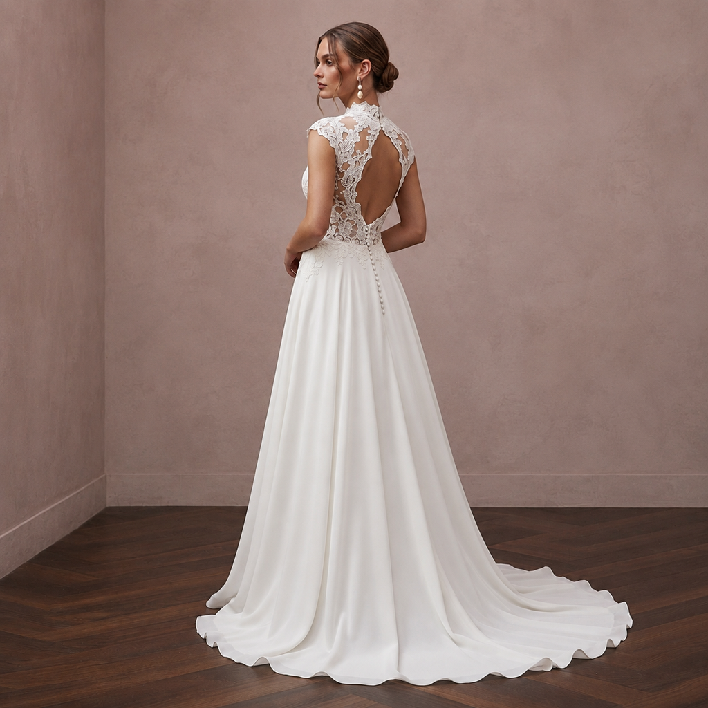 Queen Anne Lace Bridal Gown for a Formal Wedding - Apparel & Accessories > Clothing > Wedding & Bridal Party Dresses > Wedding Dresses - Mignonette Bridal