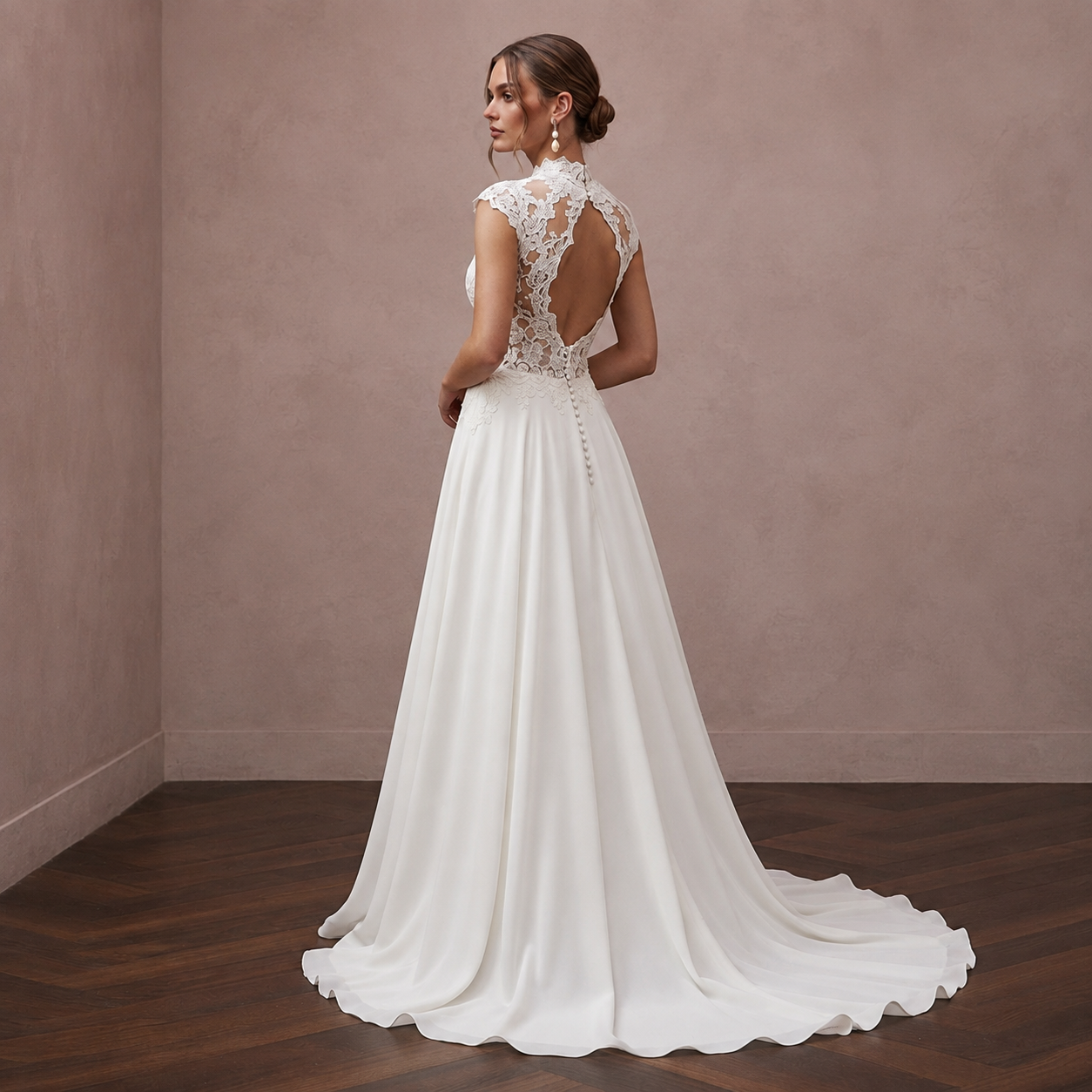 Queen Anne Lace Bridal Gown for a Formal Wedding - Apparel & Accessories > Clothing > Wedding & Bridal Party Dresses > Wedding Dresses - Mignonette Bridal