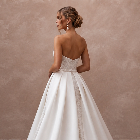 Reception Lace Wedding Dress with Detachable Skirt - Apparel & Accessories > Clothing > Wedding & Bridal Party Dresses > Wedding Dresses - Mignonette Bridal