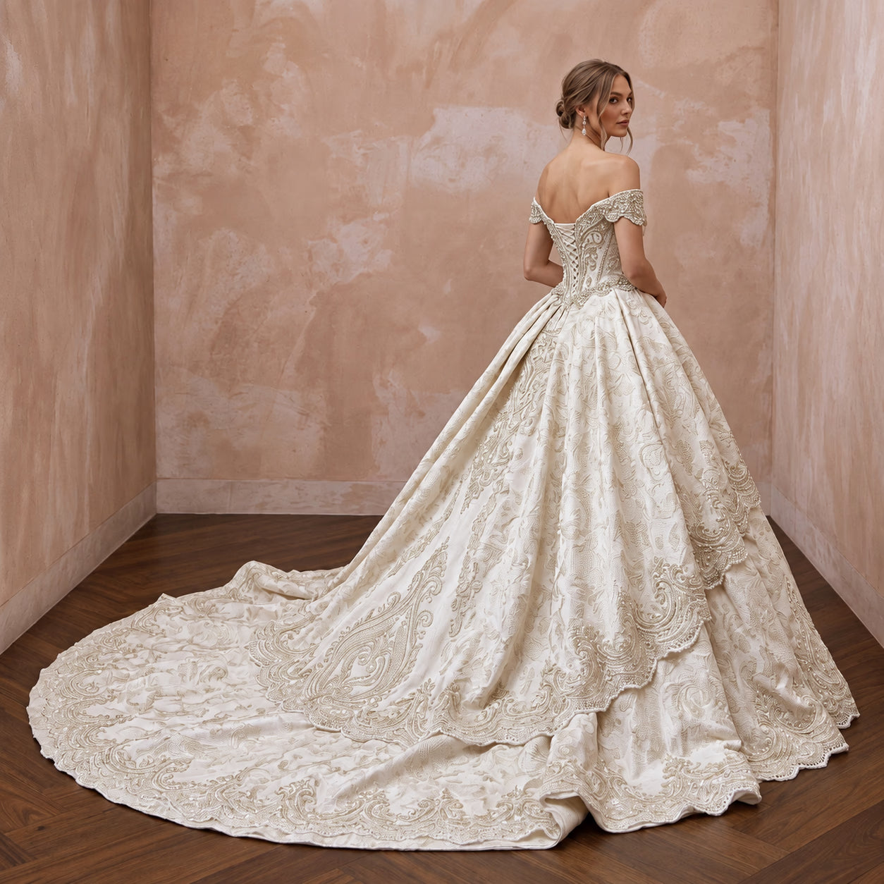 Regal Ball Gown Bridal Dress with Detachable Train Secondary image