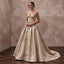 Regal Champagne Brocade Bridal Corset & Skirt Set for Themed Vow Renewal