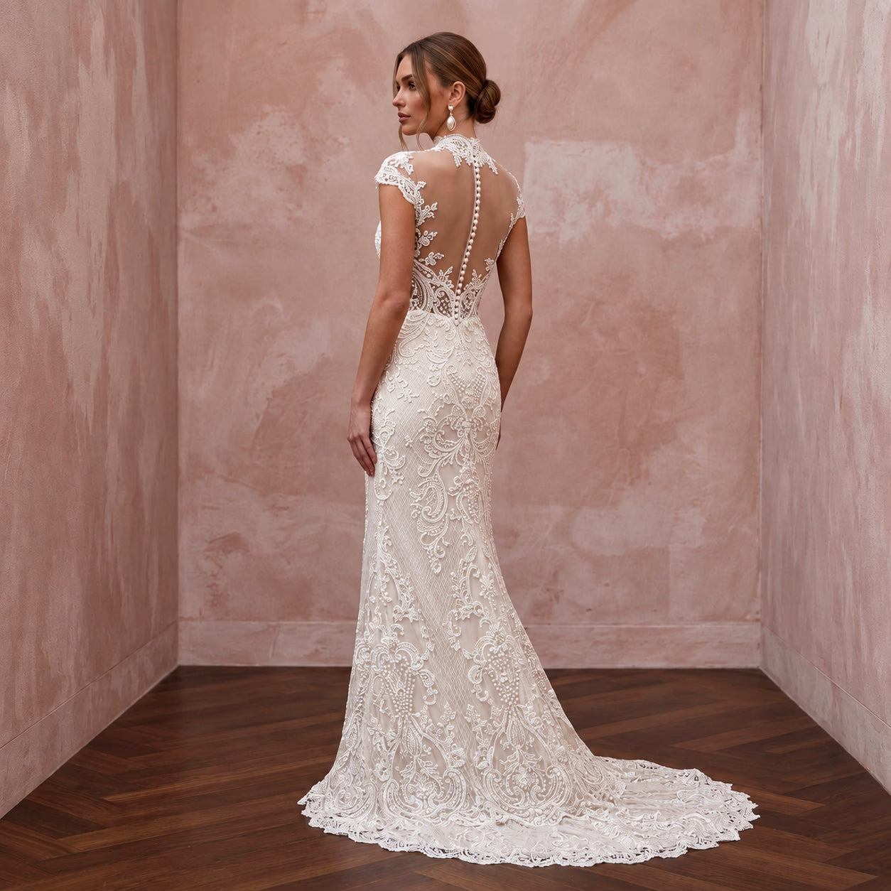 Regal Ivory Lace Sheath Wedding Dress for Second Marriage Ceremony Secondary image