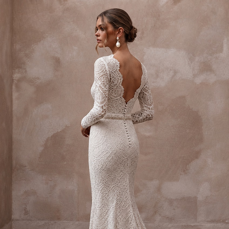 Regal Ivory Lace Sheath for Second Marriage Ceremony - Apparel & Accessories > Clothing > Wedding & Bridal Party Dresses > Wedding Dresses - Mignonette Bridal