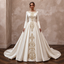 Regal Off-White Satin Long Sleeve Ball Gown for Anniversary