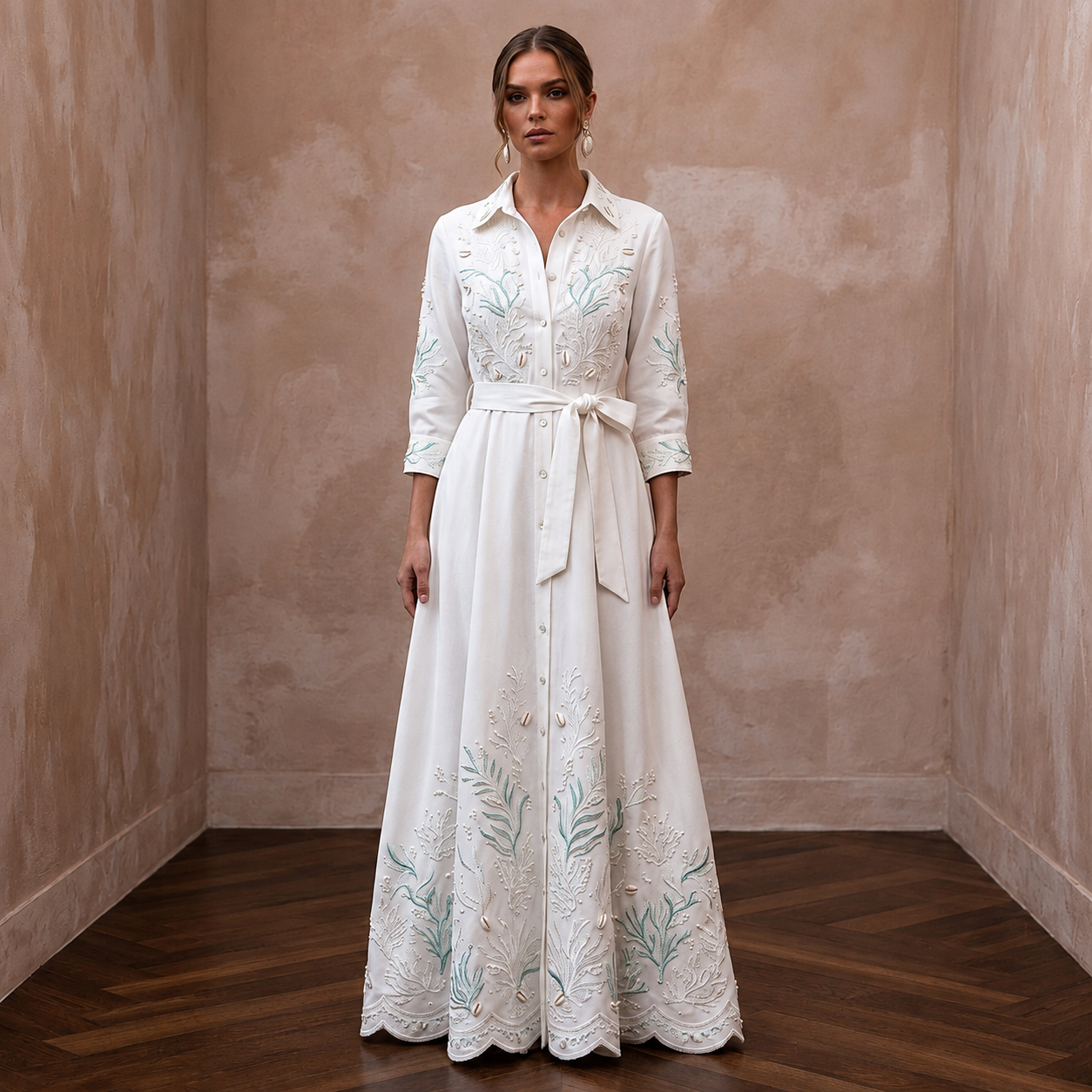Relaxed White Tencel Twill Shirt Dress for Beach Elopement