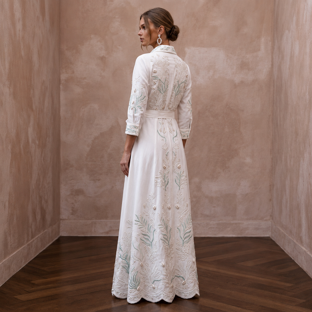 Relaxed White Tencel Twill Shirt Dress for Beach Elopement