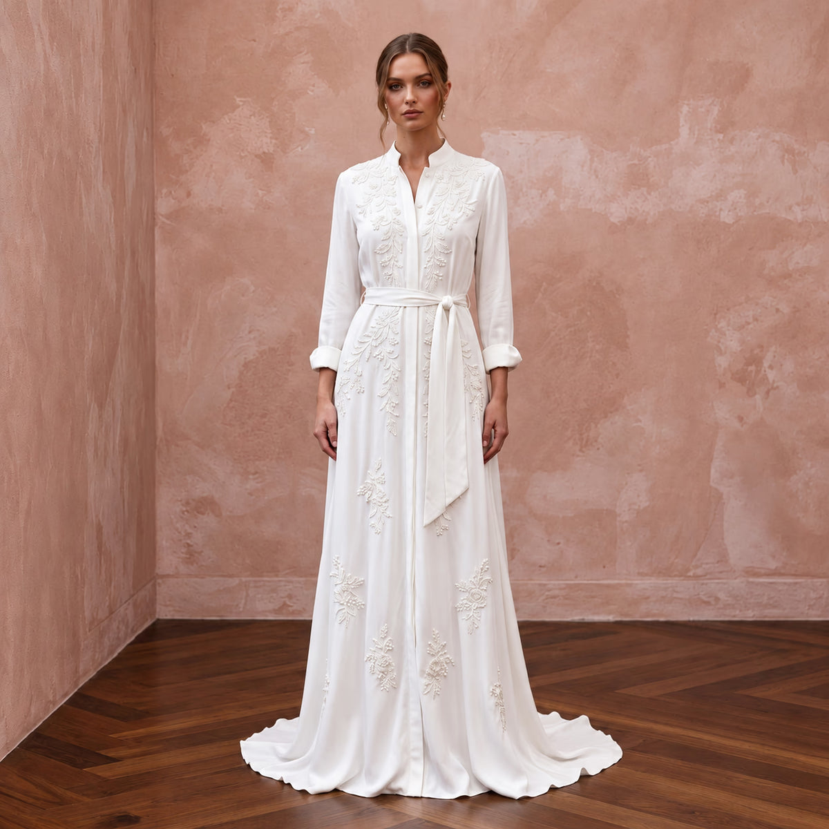 Relaxed White Tencel Twill Shirt Wedding Dress for Beach Elopement