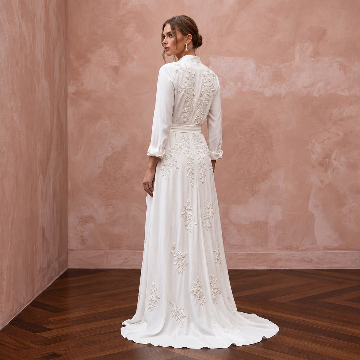 Relaxed White Tencel Twill Shirt Wedding Dress for Beach Elopement