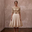Retro Champagne Satin Swing Dress for Vow Renewal Party - Apparel & Accessories > Clothing > Wedding & Bridal Party Dresses > Wedding Dresses - Mignonette Bridal